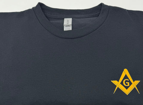 Black with Gold Square and Compass T-shirt