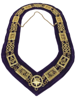 Masonic Grand Lodge Officer Collar Gold Tone with Purple Backing