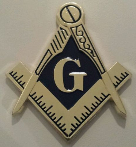 Masonic cut-out car emblem in Gold and Blue tone