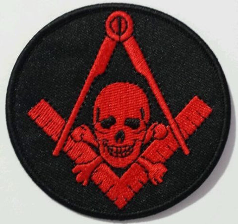 Freemason Masonic Black and Red with skull Iron on Patch
