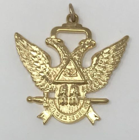 Scottish Rite 32nd Degree Wings Up Jewel in Gold Tone
