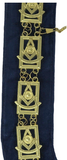 Freemason Blue Lodge Past Master Collar Gold Tone with Blue Backing