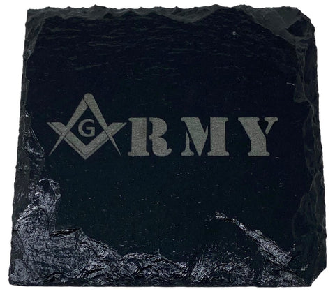 Army Masonic Slate Coaster Set