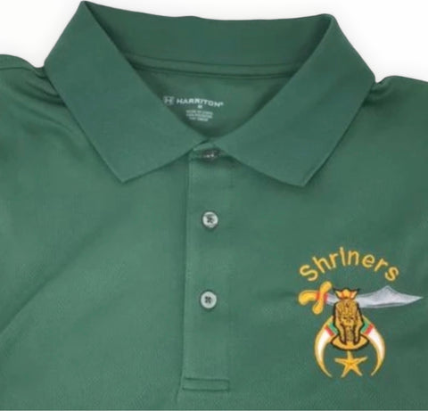 Shriner Moisture Wicking Green Polo Shirt