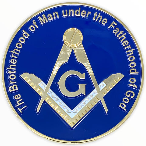 Freemason Brotherhood Car Emblem with Blue Background