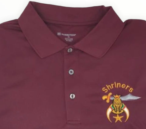 Shriner Moisture Wicking Maroon Polo Shirt