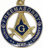 Freemason Faith, Hope, Charity Key Chain in Blue & Gold