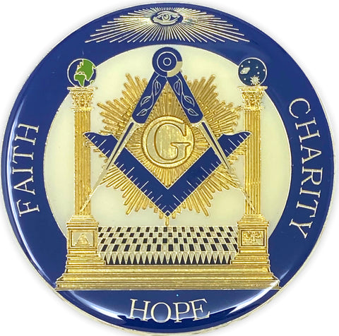 Faith, Hope, and Charity with Pillars Car Emblem