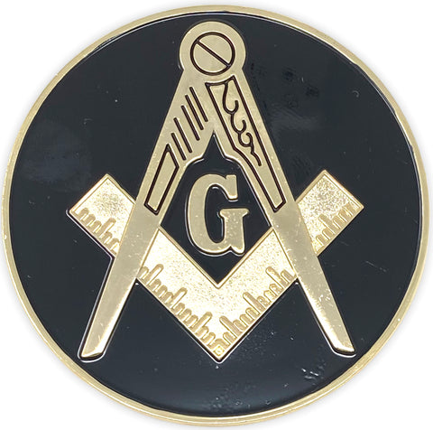 Freemason Black & Gold Car Emblem with Black Center