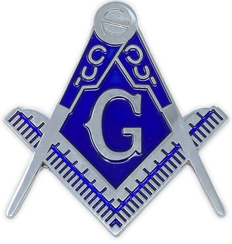 Freemason Cut-Out Car Emblem in Silver and Blue