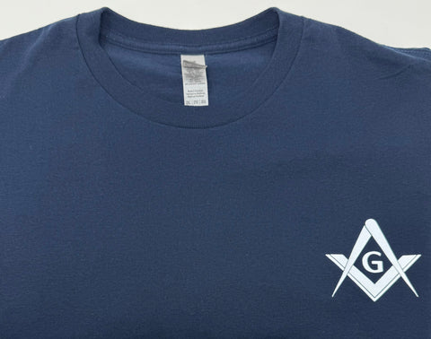 Navy Blue with White Square and Compass T-shirt