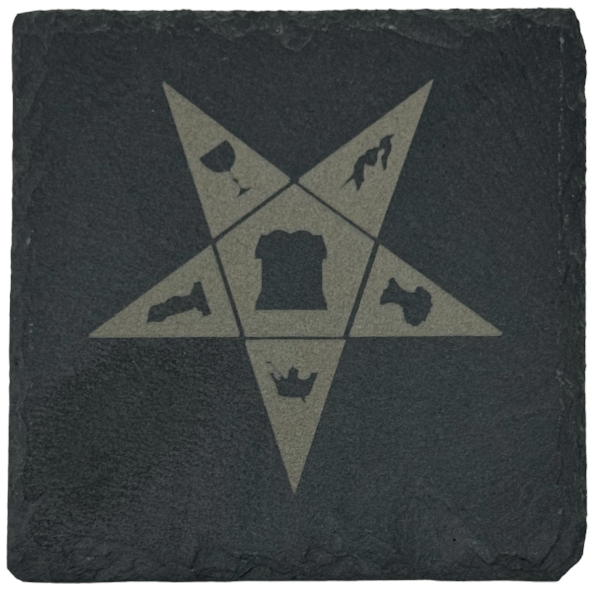 Order of Eastern Star Slate Coaster, alternate view