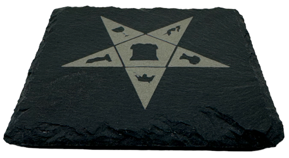 Order of Eastern Star Slate Coaster, side view