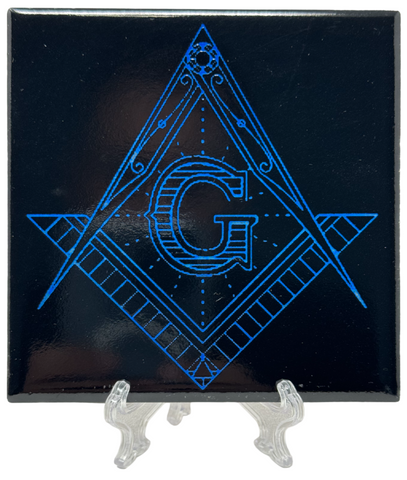 2023 - 1 of 1 Custom Ceramic Masonic Square and Compass Decoration Tile
