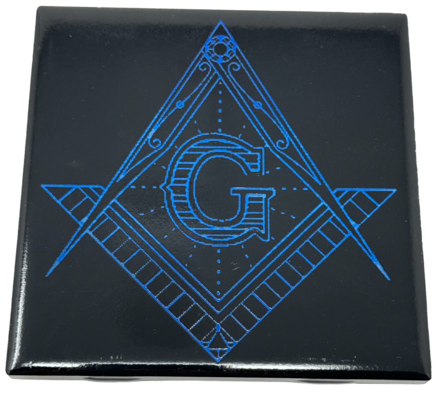 2023 1 of 1 custom ceramic masonic square and compass decoration til
