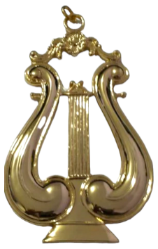Freemason Organist Collar Jewel in Gold Tone