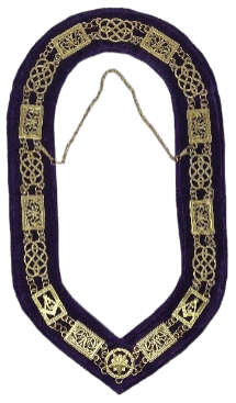 Masonic Grand Lodge Officer Collar Gold Tone with Purple Backing, alternate view