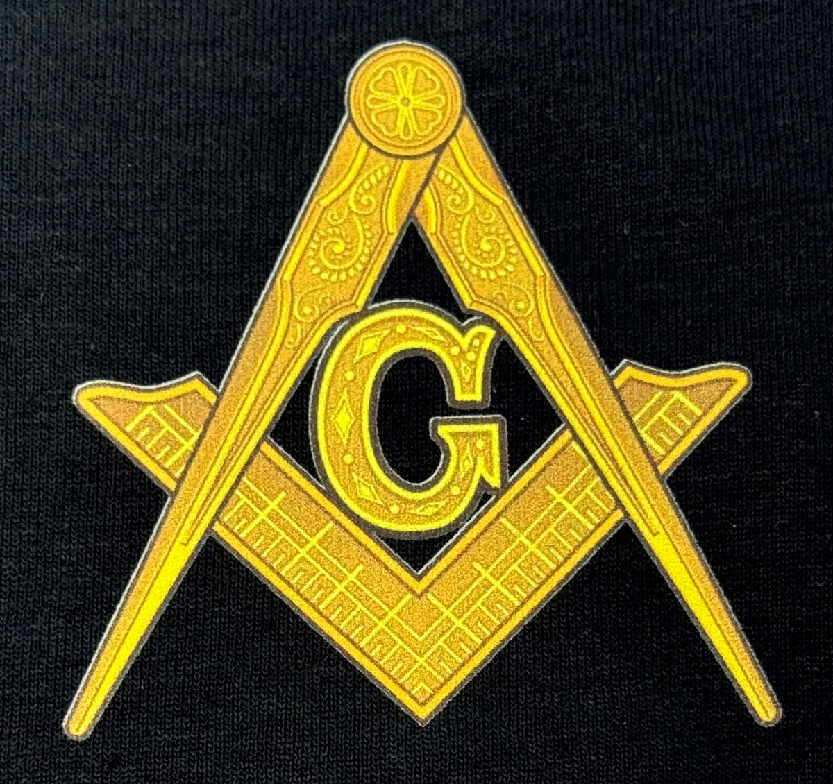 Masonic Black T-Shirt II, close-up of the embroidered emblem