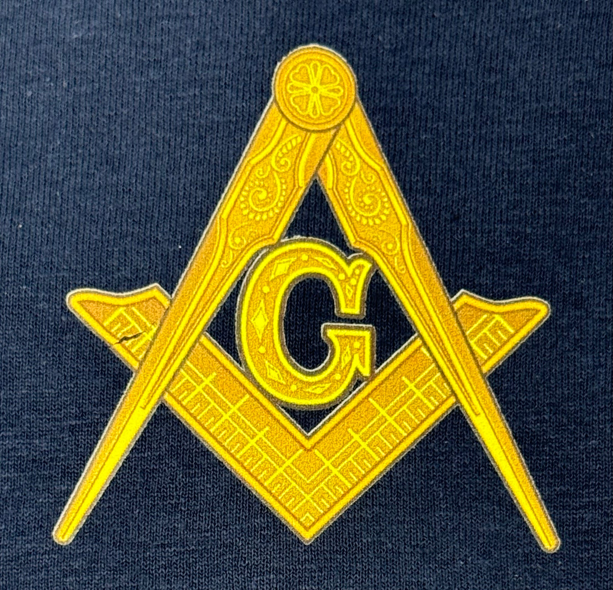 Masonic Blue T-Shirt II, close-up of the embroidered emblem