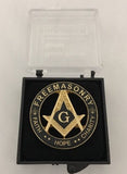 New Freemason Masonic Faith Hope Charity Lapel Pin in Black and Gold Tone