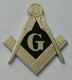 Masonic cut-out car emblem in silver with solid Black