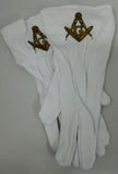 MASONIC FREEMASONS SQUARE AND COMPASS EMBROIDERED DRESS GLOVES