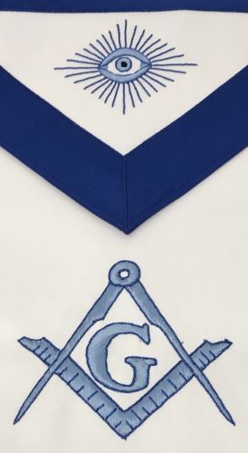 Master Mason Apron, close-up of the embroidered emblem