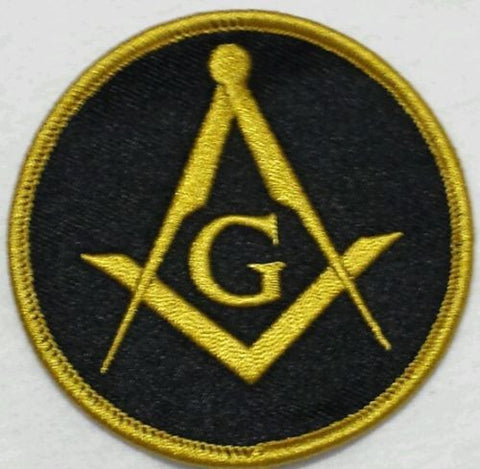 Freemason Masonic Iron on Patch Gold and Black round.