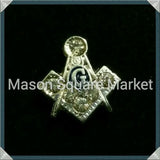 Freemason Masonic Square and Compass Mini Lapel Pin with stones