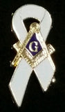 Freemason White Ribbon Lapel Pin