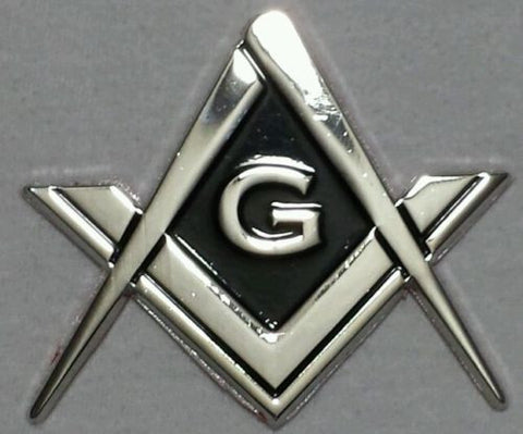 Masonic cut-out car emblem in silver