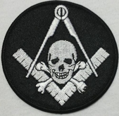 Masonic Black and Grey with skull Iron on Patch