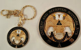 Freemason Scottish Rite 32nd Degree Key Chain & Cut-Out Car Emblem Package