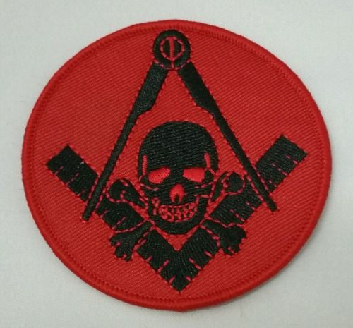 Masonic Red and Black with skull Iron on Patch