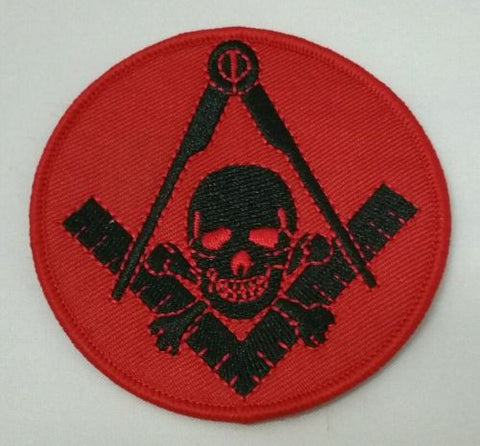 Freemason Masonic Red and Black with skull Iron on Patch
