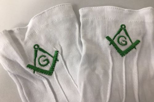 Masonic Holiday Green Dress Gloves