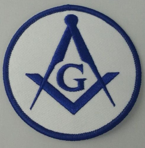 Masonic Iron on Patch White and Blue Round