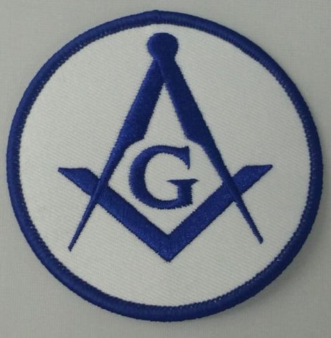 Freemason Masonic Iron on Patch White and Blue Round
