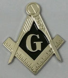 Masonic cut-out car emblem in silver with solid Black