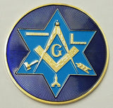 Freemason Masonic car emblem with Working Tools Blue & Gold Tone