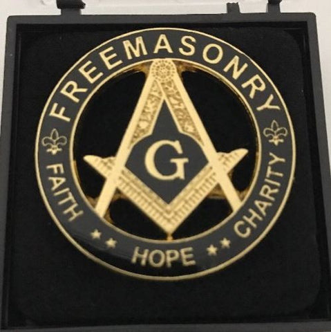 New Freemason Masonic Faith Hope Charity Lapel Pin in Black and Gold Tone