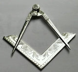 Freemason Masonic Square and Compass Lodge Alter Set in Silver Tone