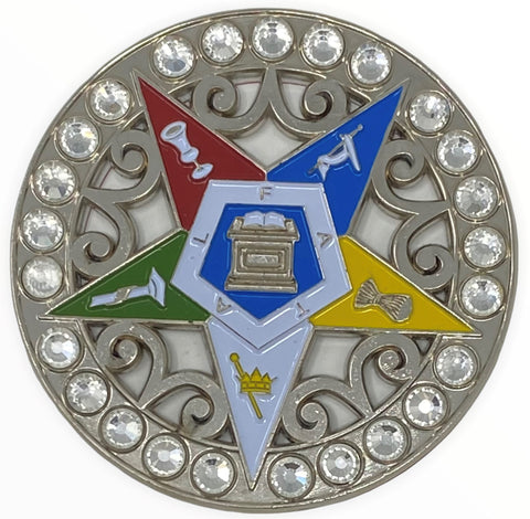 Order of Eastern Star OES Car Emblem Silver with Jewels