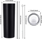 Freemason Stainless Steel Slim 20 oz Tumbler, dimensions diagram