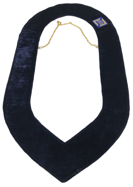 Freemason Blue Lodge Gold Tone Officer Collar with Dark Blue Backing, back of the collar