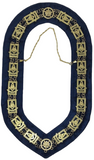 Freemason Blue Lodge Past Master Collar Gold Tone with Blue Backing