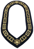 Freemason Blue Lodge Gold Tone Officer Collar with Dark Blue Backing