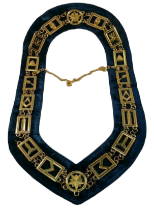 Freemason Blue Lodge Office Collar Gold Tone with Blue Backing