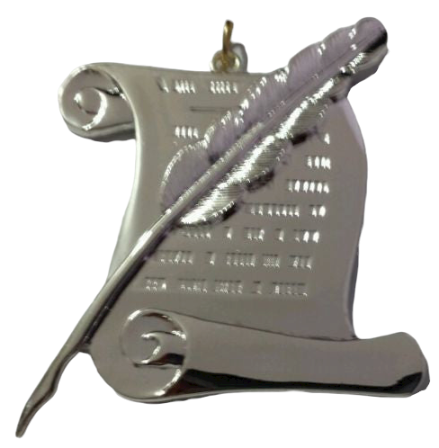 Freemason Historian Collar Jewel in Silver Tone