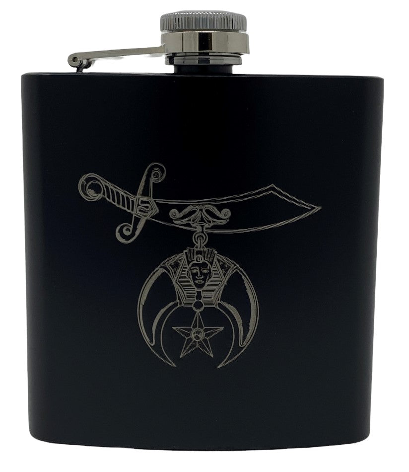 Shriner 6 oz Flask, angled view